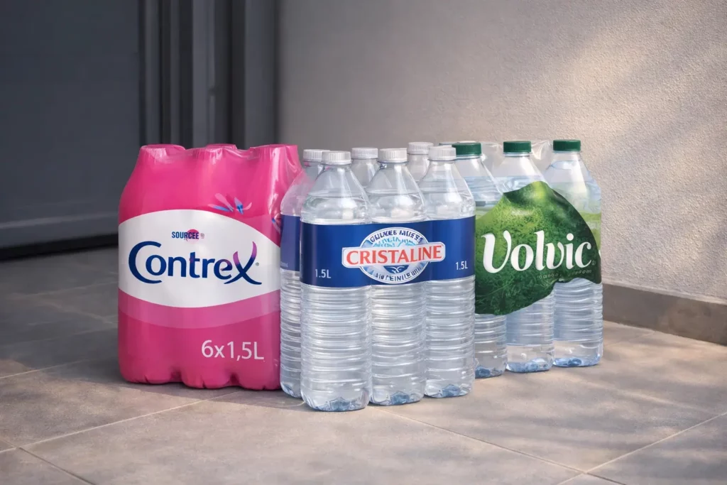 Dépôt devant la porte eau à domicile